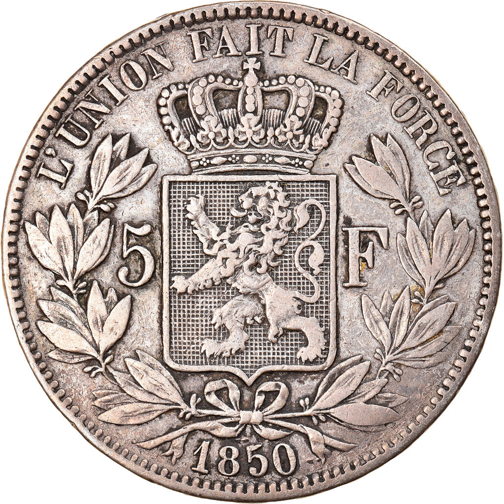 Moneta, Belgio, Leopold I, 5 Francs, 5 Frank, 1850, BB, Argento, KM:17