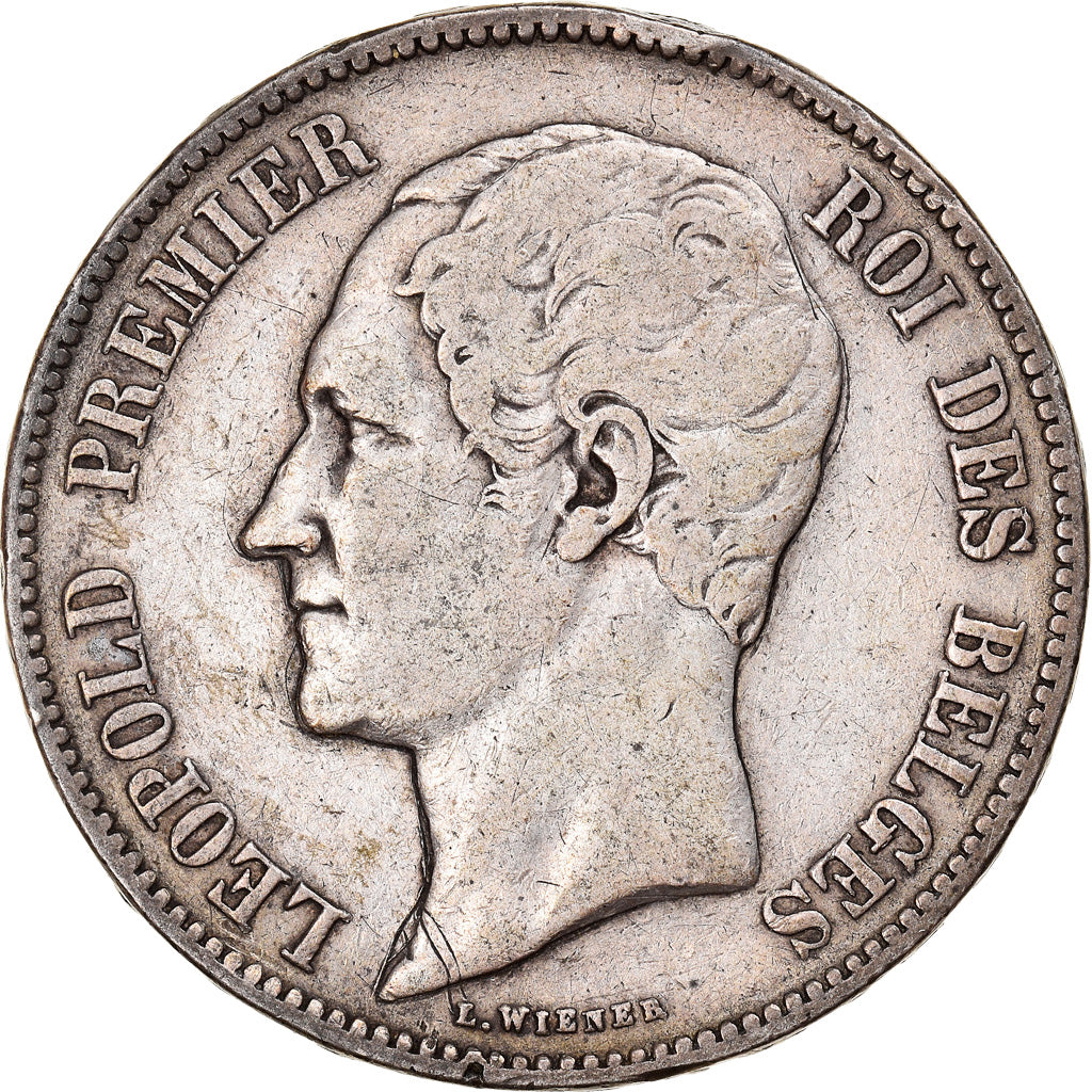 Moneda, Bélgica, Leopold I, 5 Francs, 5 Frank, 1851, Brussels, BC+, Plata