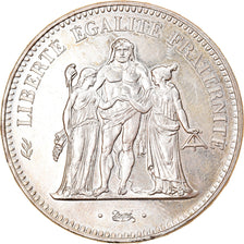 Moeda, França, Hercule, 50 Francs, 1974, Emissão híbrida, MS(63), Prata