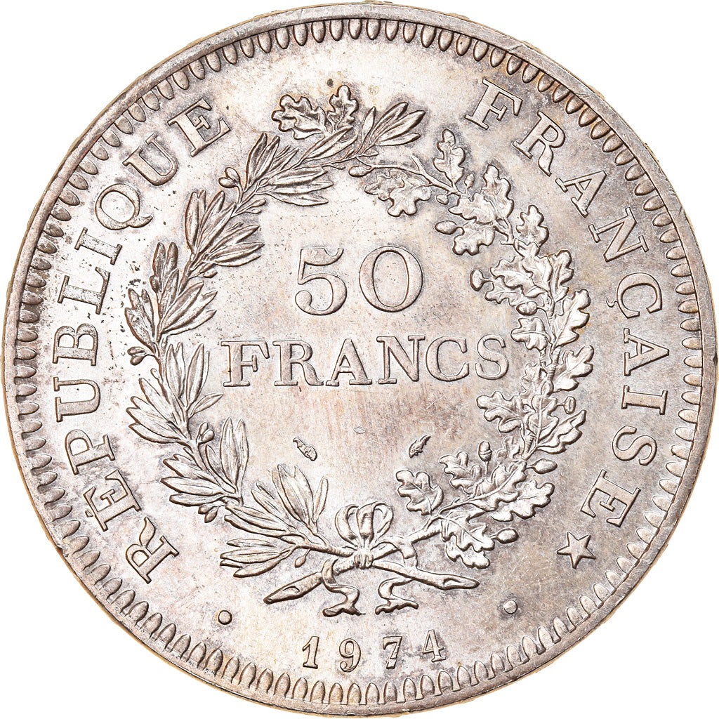 Coin, France, Hercule, 50 Francs, 1974, Hybrid issue, MS(63), Silver, KM:941.2