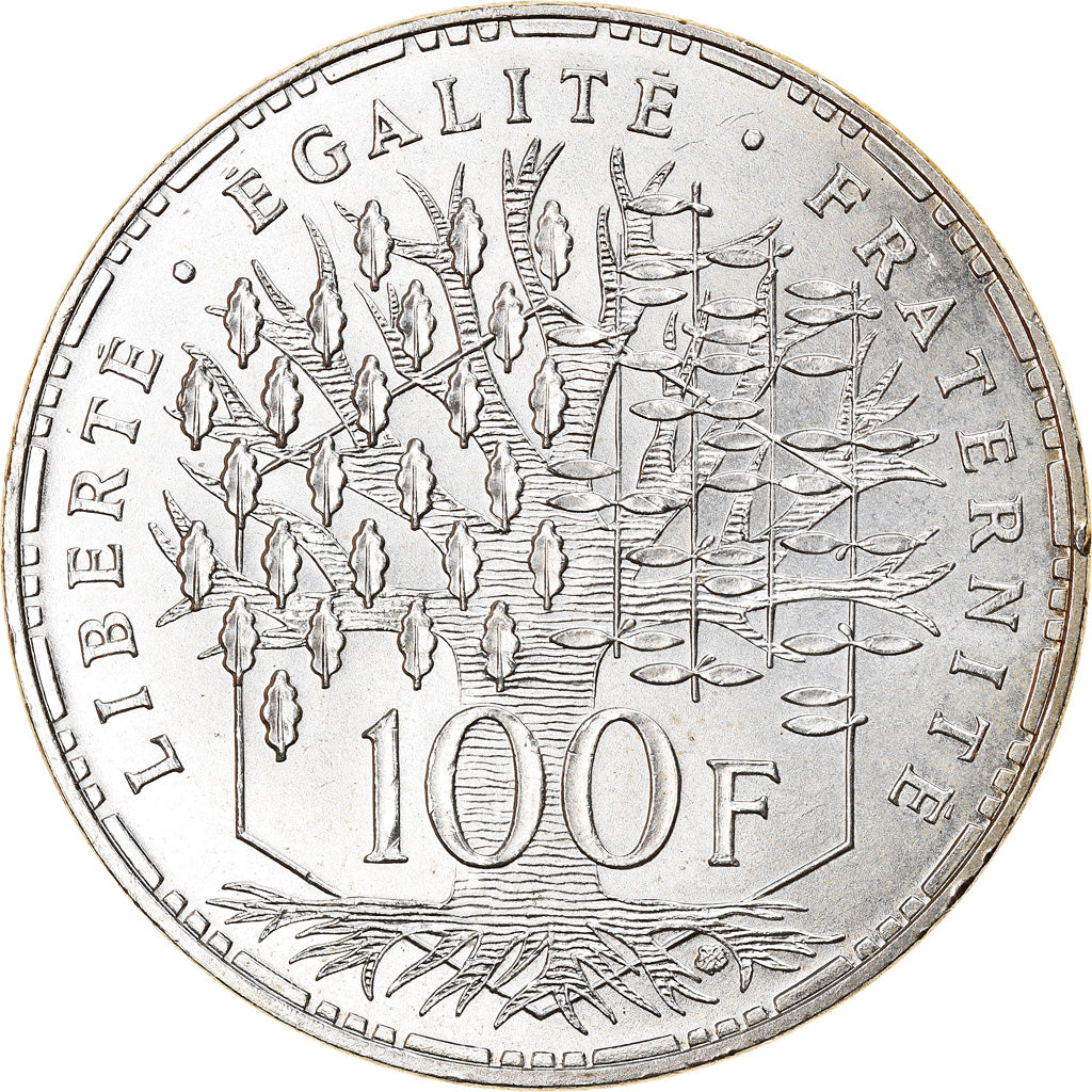 Moeda, França, Panthéon, 100 Francs, 1989, Paris, MS(60-62), Prata, KM:951.1