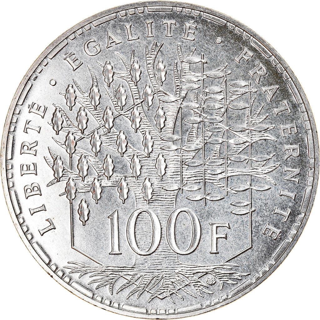 Coin, France, Panthéon, 100 Francs, 1990, Paris, MS(64), Silver, KM:951.1