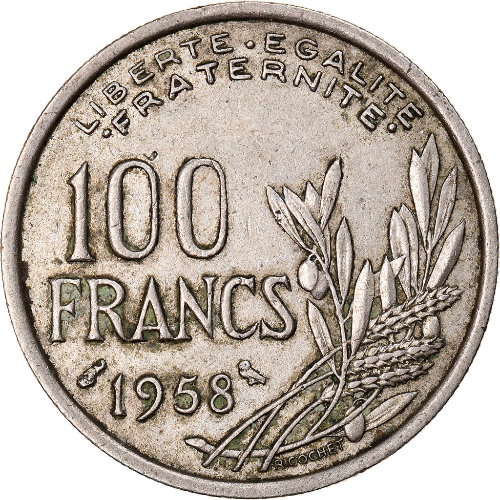 Moneta, Francia, Cochet, 100 Francs, 1958, Chouette, BB, Rame-nichel, KM:919.1