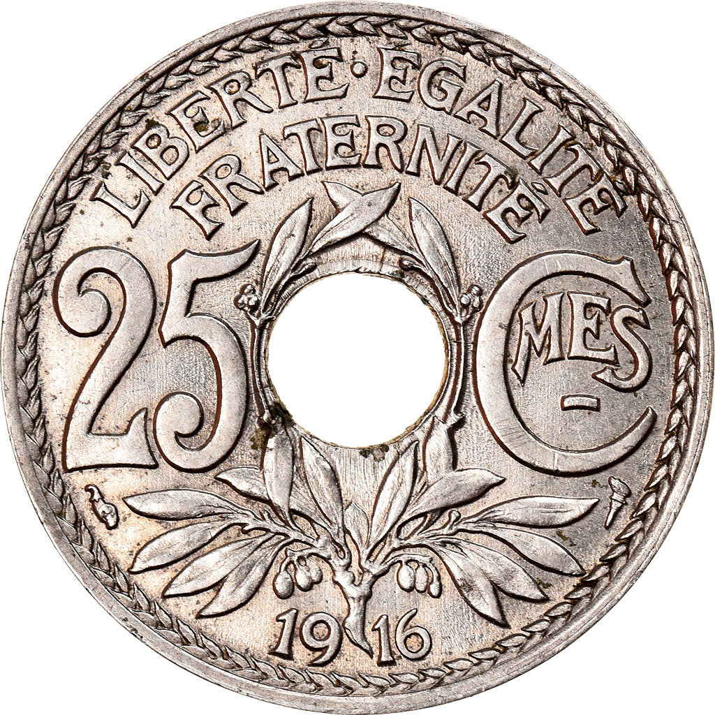 Moneta, Francja, Lindauer, 25 Centimes, 1916, AU(55-58), Nikiel, KM:867