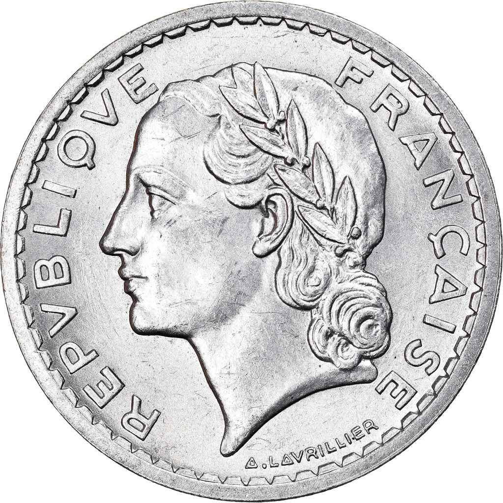 Moneta, Francia, Lavrillier, 5 Francs, 1947, Beaumont - Le Roger, SPL