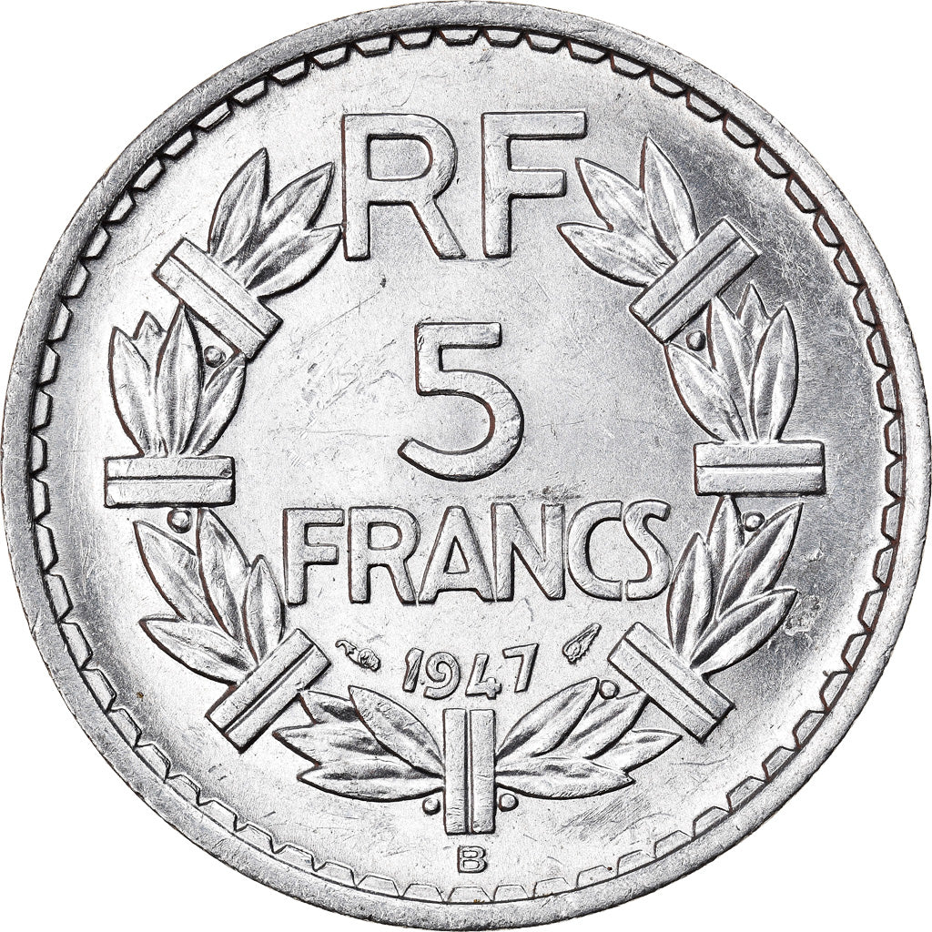 Moneta, Francia, Lavrillier, 5 Francs, 1947, Beaumont - Le Roger, SPL