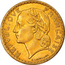 Moeda, França, Lavrillier, 5 Francs, 1940, MS(60-62), Alumínio-Bronze