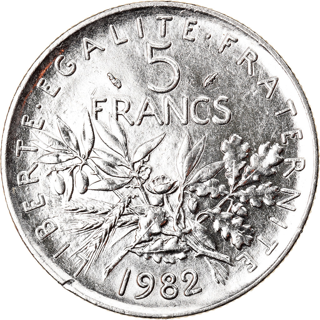 Moneta, Francia, Semeuse, 5 Francs, 1982, Paris, FDC, SPL, Nichel placcato