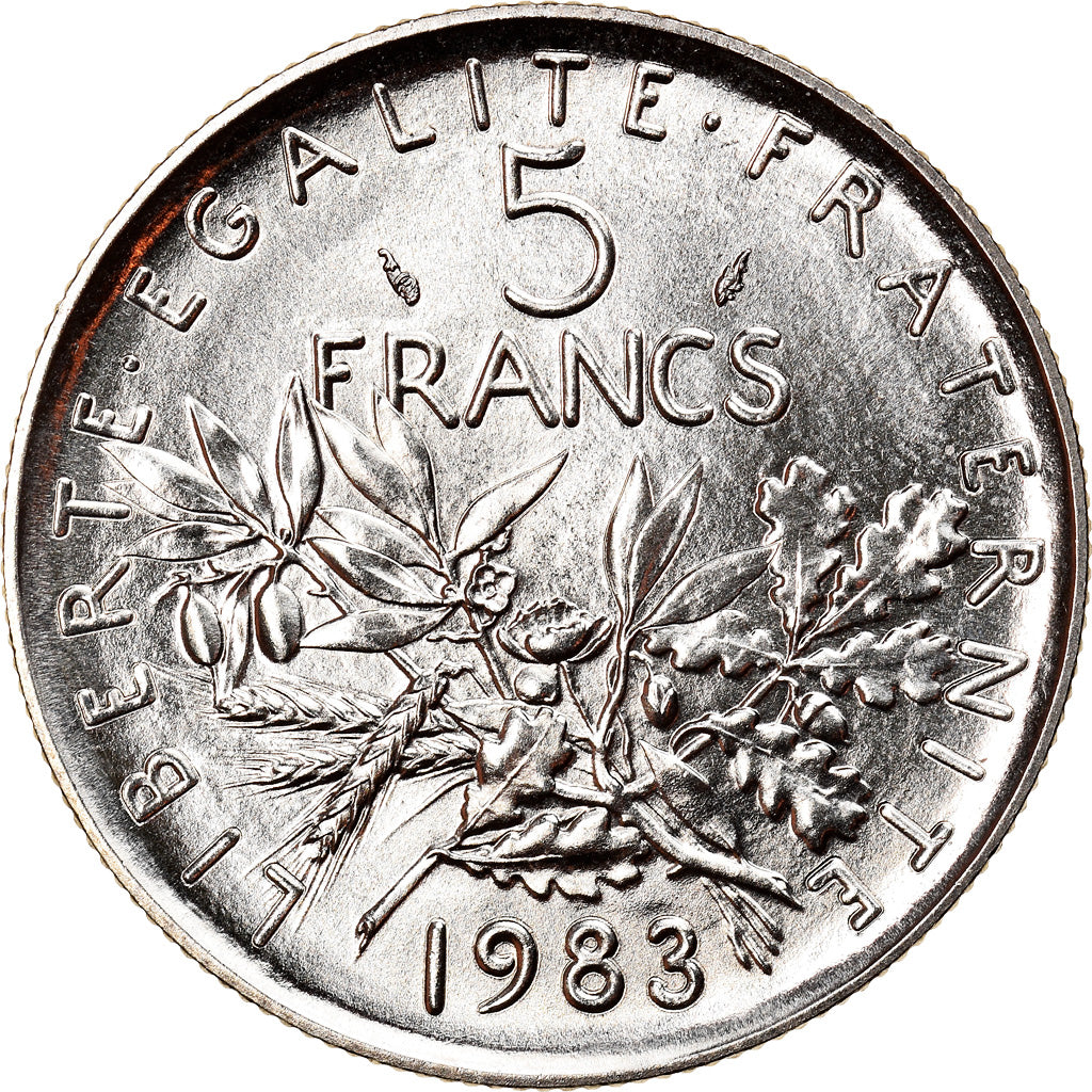 Münze, Frankreich, Semeuse, 5 Francs, 1983, Paris, STGL, Nickel Clad