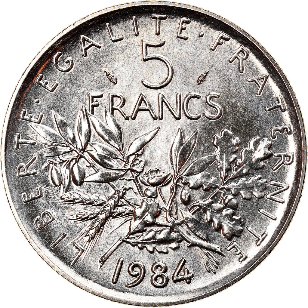 Moeda, França, Semeuse, 5 Francs, 1984, Paris, MS(65-70), Cobre-Níquel
