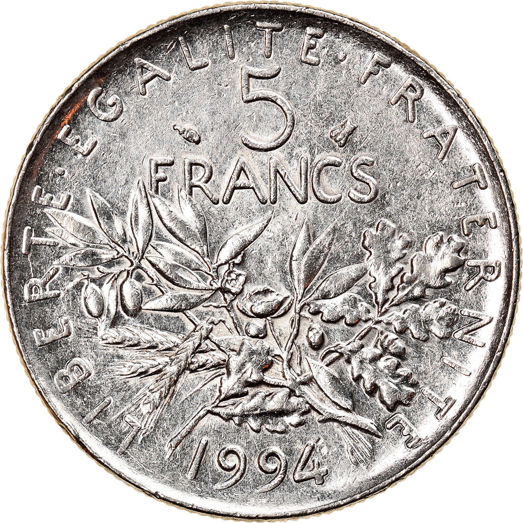 Moneta, Francia, Semeuse, 5 Francs, 1994, Paris, BB+, Nichel placcato