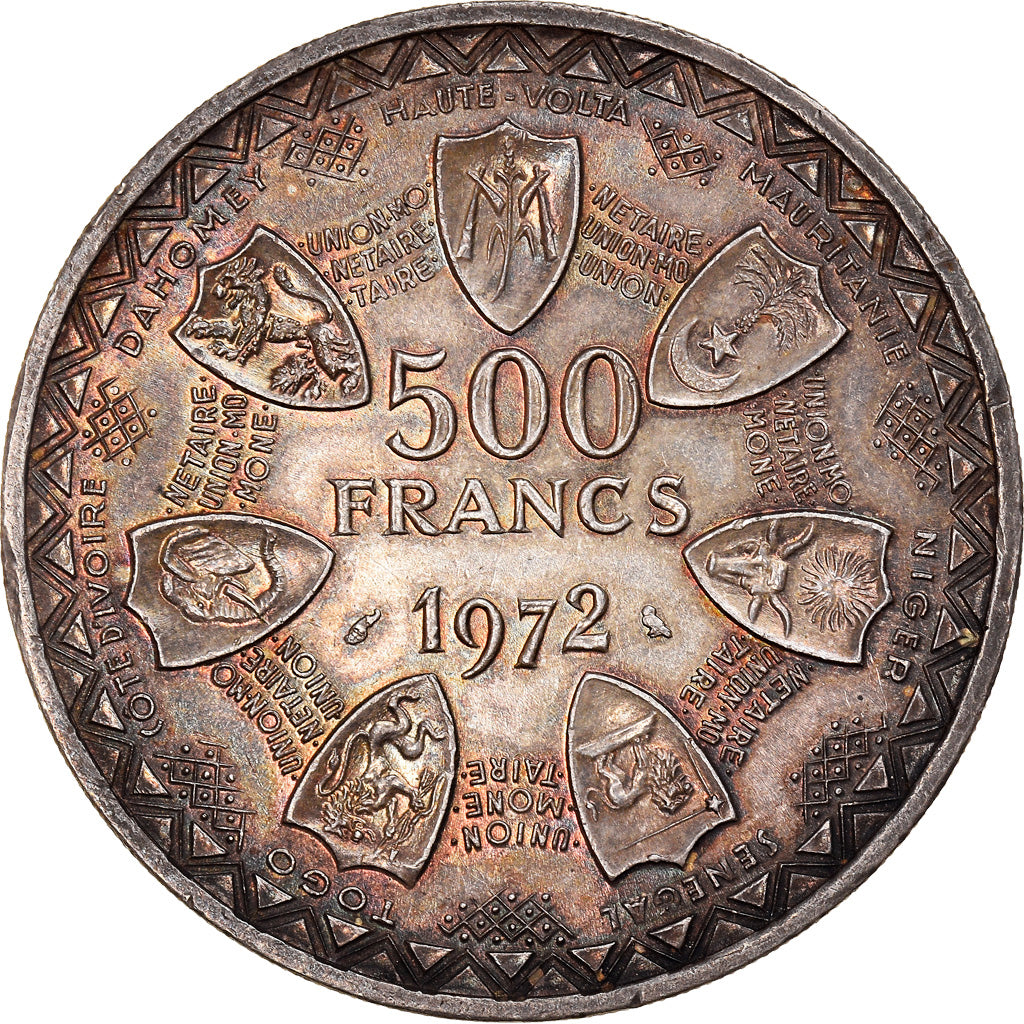 Moneta, Stati dell'Africa occidentale, 500 Francs, 1972, SPL, Argento, KM:7