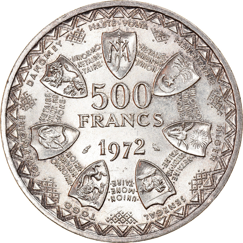 Moneta, Stati dell'Africa occidentale, 500 Francs, 1972, SPL, Argento, KM:7