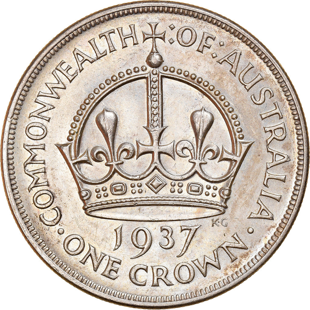 Münze, Australien, George VI, Crown, 1937, Melbourne, VZ, Silber, KM:34