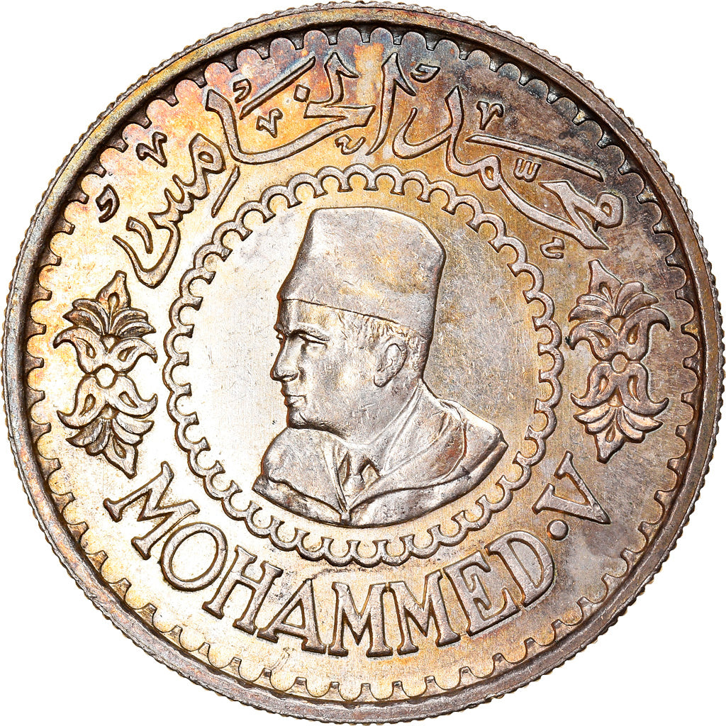 Münze, Marokko, Mohammed V, 500 Francs, 1956/AH1376, Paris, VZ+, Silber, KM:54