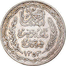 Monnaie, Tunisie, Ahmad Pasha Bey, 20 Francs, 1934, Paris, TTB+, Argent, KM:263
