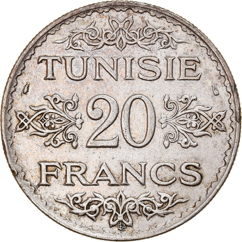 Monnaie, Tunisie, Ahmad Pasha Bey, 20 Francs, 1934, Paris, TTB+, Argent, KM:263