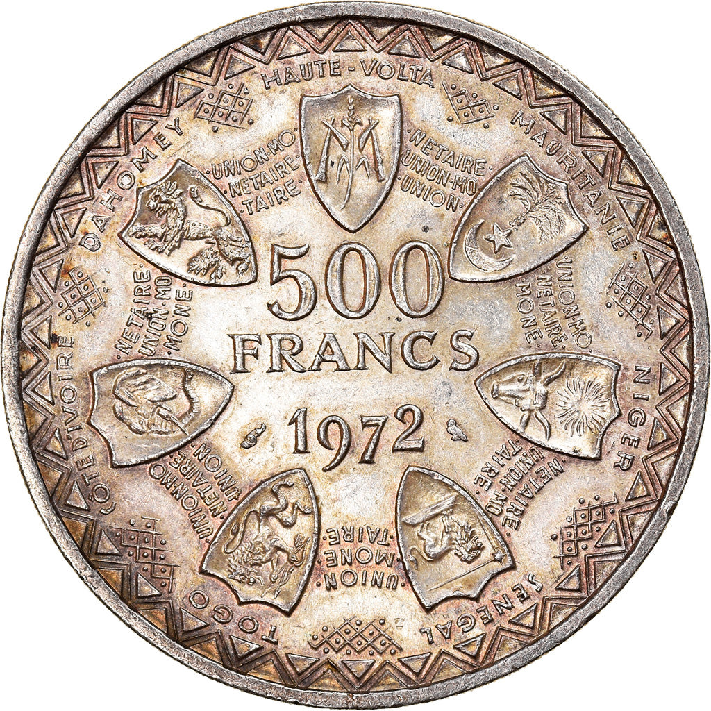 Moneta, Stati dell'Africa occidentale, 500 Francs, 1972, SPL-, Argento, KM:7