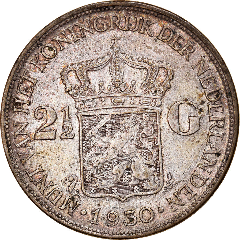 Moneta, Paesi Bassi, Wilhelmina I, 2-1/2 Gulden, 1930, BB+, Argento, KM:165