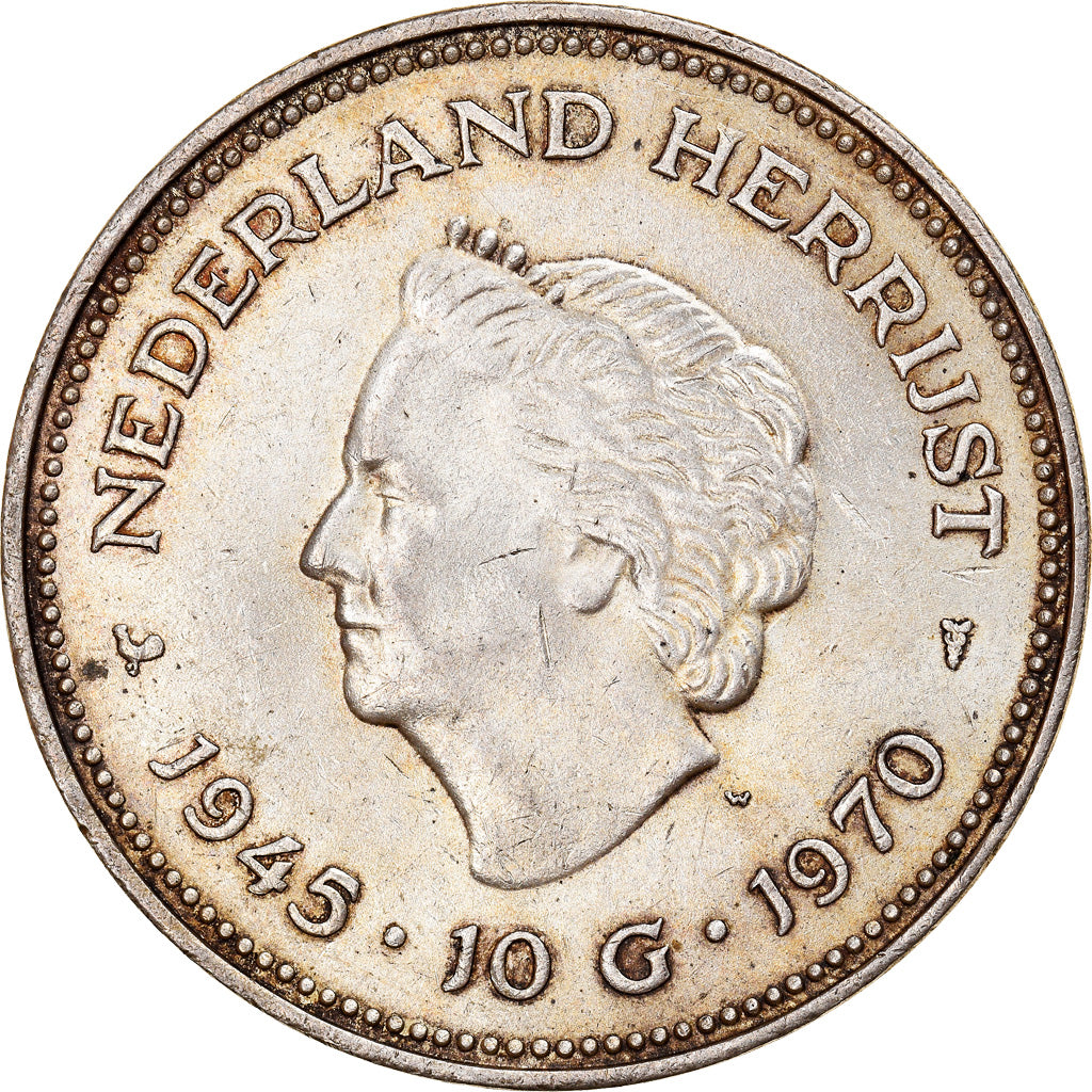 Munten, Nederland, Juliana, 10 Gulden, 1970, PR, Zilver, KM:195