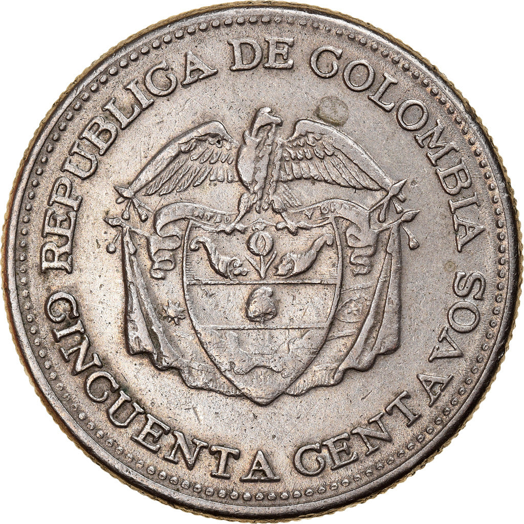 Moneda, Colombia, 50 Centavos, 1959, MBC+, Cobre - níquel, KM:217