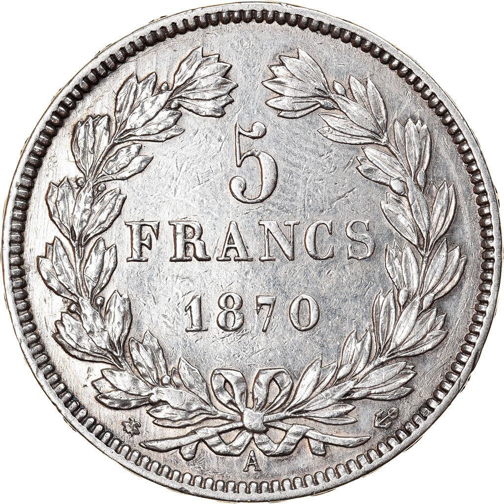 Moneta, Francia, Cérès, 5 Francs, 1870, Paris, BB, Argento, KM:818.1