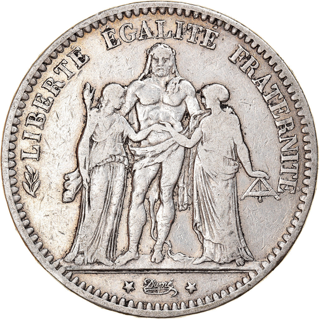 Moneta, Francia, Hercule, 5 Francs, 1878, Bordeaux, MB+, Argento, KM:820.2