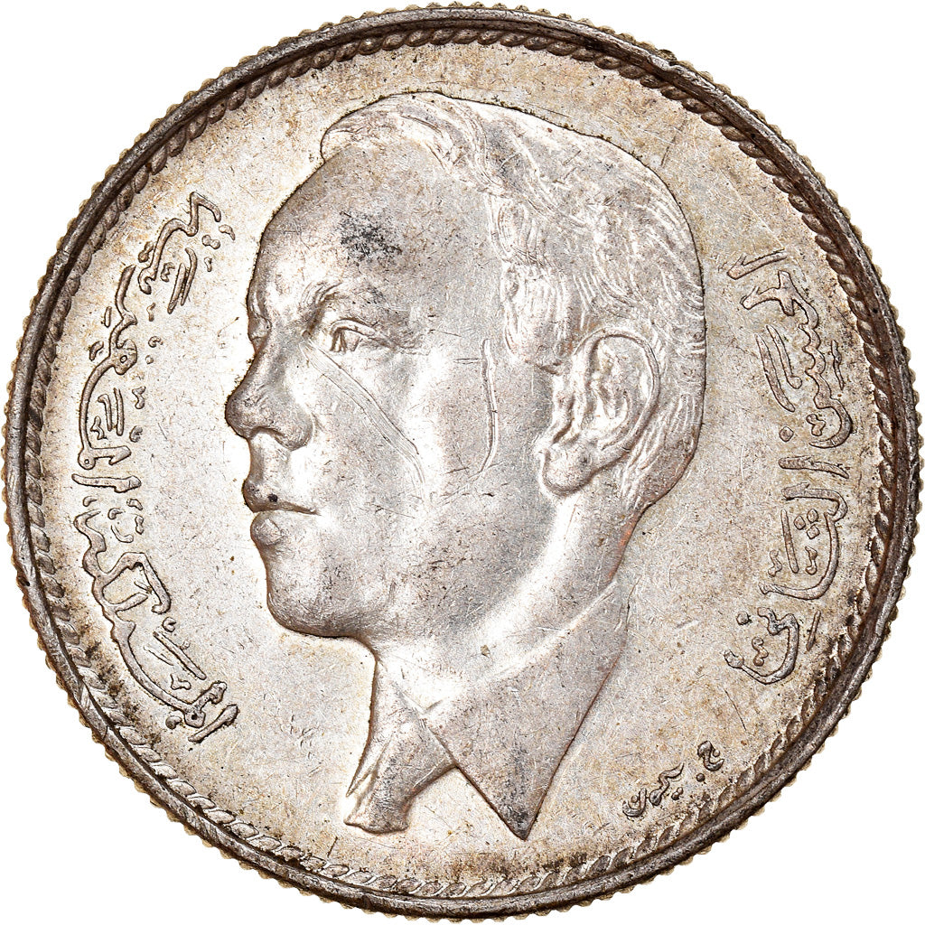 Moneta, Marocco, al-Hassan II, 5 Dirhams, 1965, Paris, BB+, Argento, KM:57