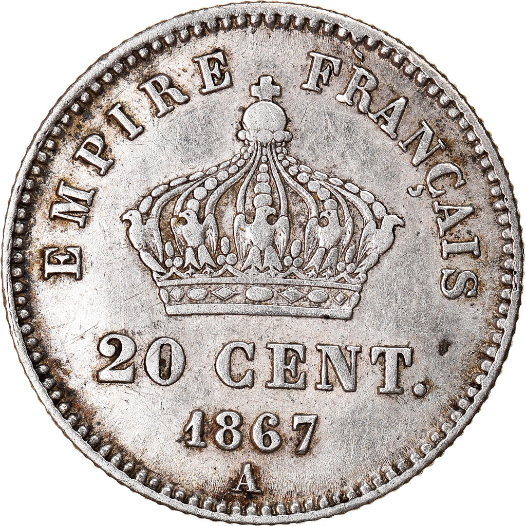Moeda, França, Napoleon III, Napoléon III, 20 Centimes, 1867, Paris