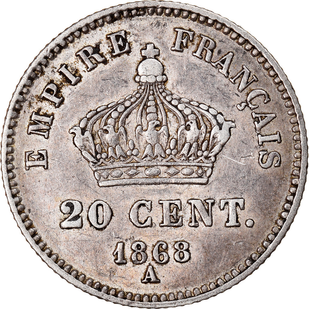 Moneda, Francia, Napoleon III, Napoléon III, 20 Centimes, 1868, Paris, EBC