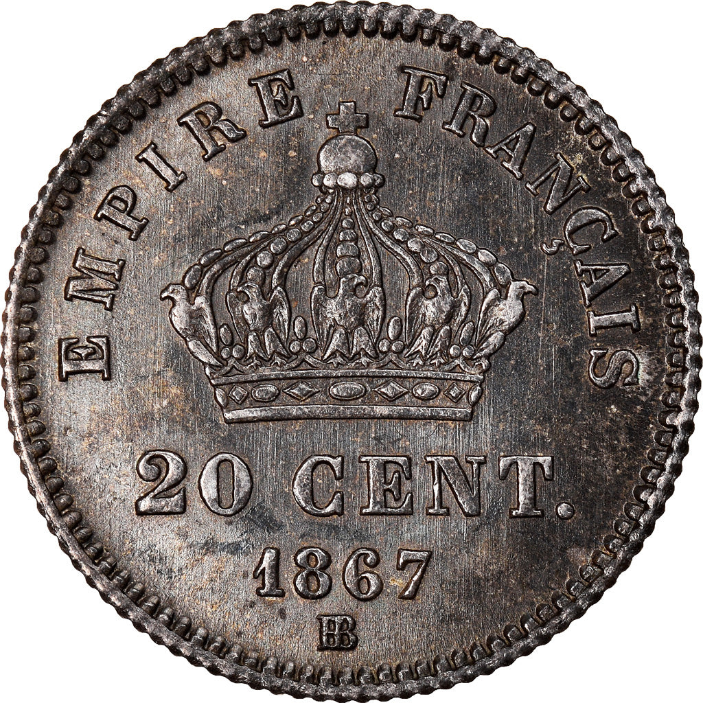 Monnaie, France, Napoleon III, Napoléon III, 20 Centimes, 1867, Strasbourg