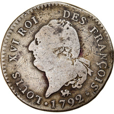 Moneta, Francia, 30 sols françois, 30 Sols, 1792, Paris, MB, Argento, KM:606.1