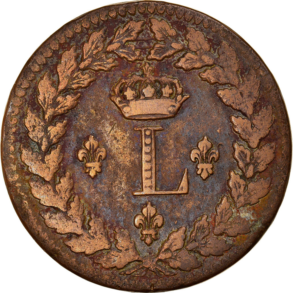 Moneta, Francia, Louis XVIII, Decime, 1815, Strasbourg, BB, Bronzo, KM:701