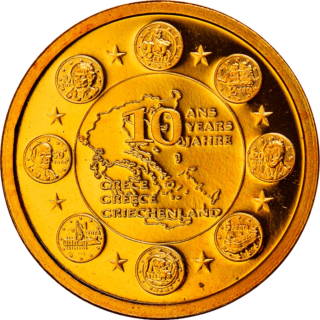 Griekenland, Medaille, 10 ans de l'Euro, 2009, FDC, Goud