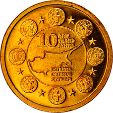 Chipre, medalla, 10 ans de l'Euro, 2009, FDC, Oro
