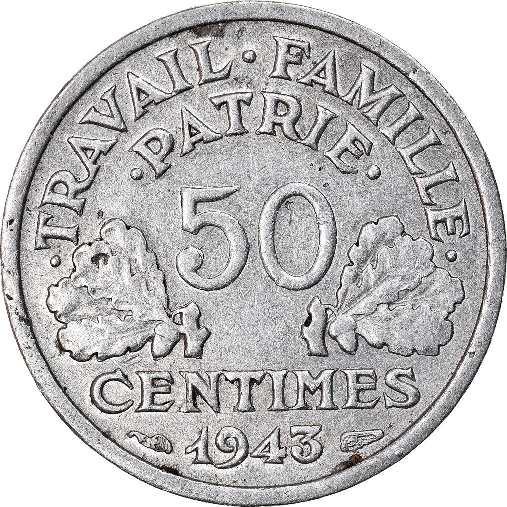Monnaie, France, Bazor, 50 Centimes, 1943, Beaumont - Le Roger, TTB+, Aluminium