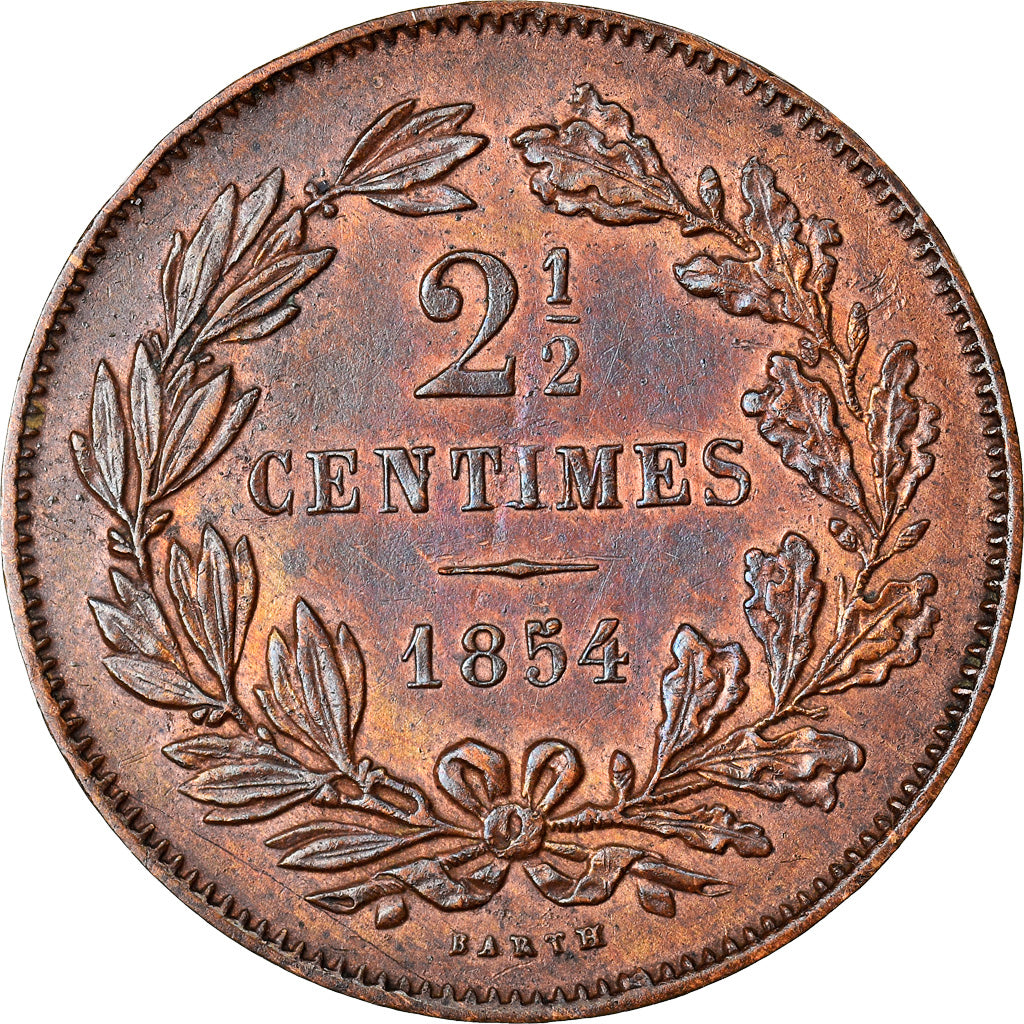 Münze, Luxemburg, William III, 2-1/2 Centimes, 1854, Utrecht, VZ+, Bronze