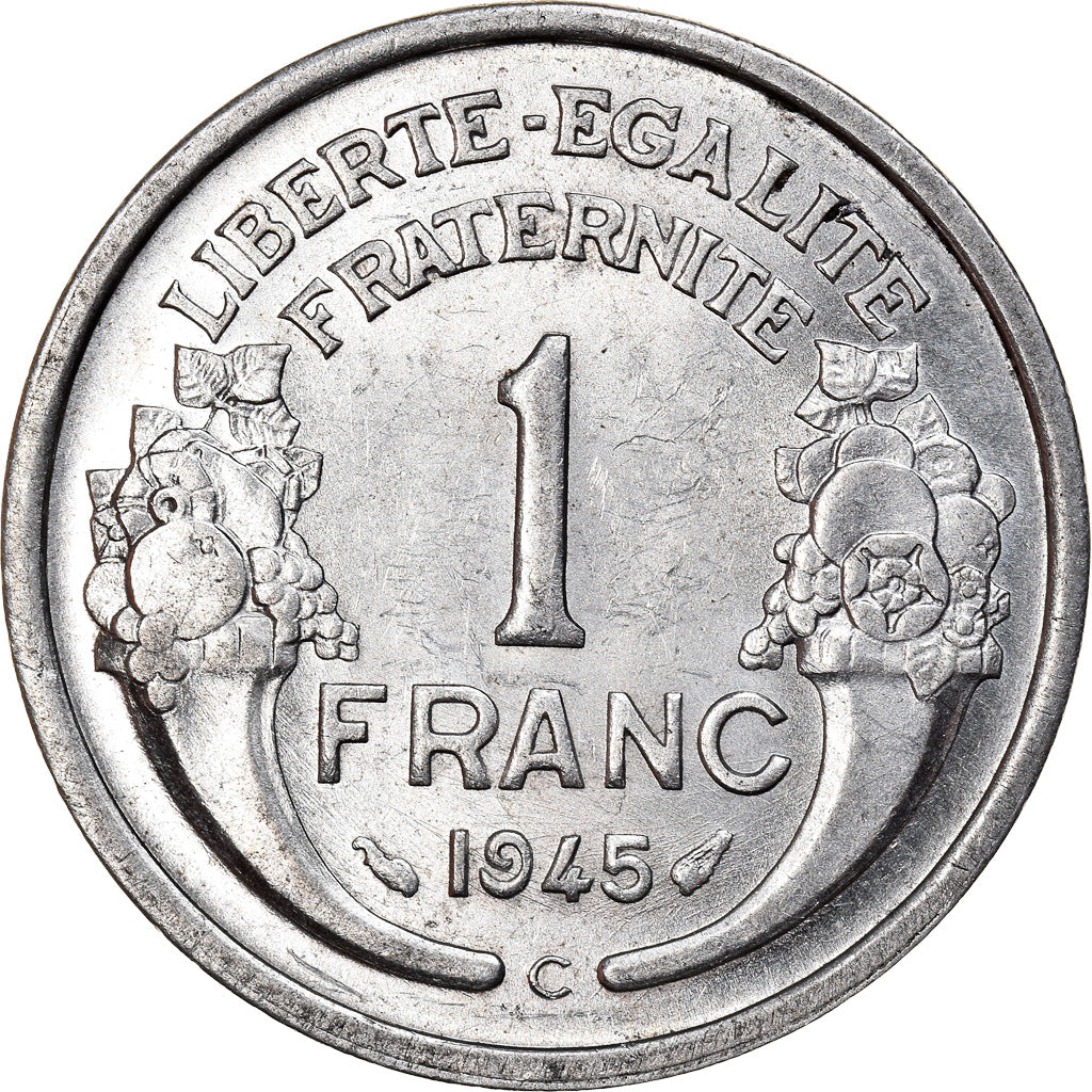 Coin, France, Morlon, Franc, 1945, Castelsarrasin, AU(55-58), Aluminum
