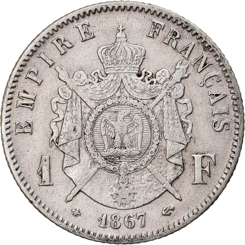 Munten, Frankrijk, Napoleon III, Napoléon III, Franc, 1867, Paris, ZF+, Zilver