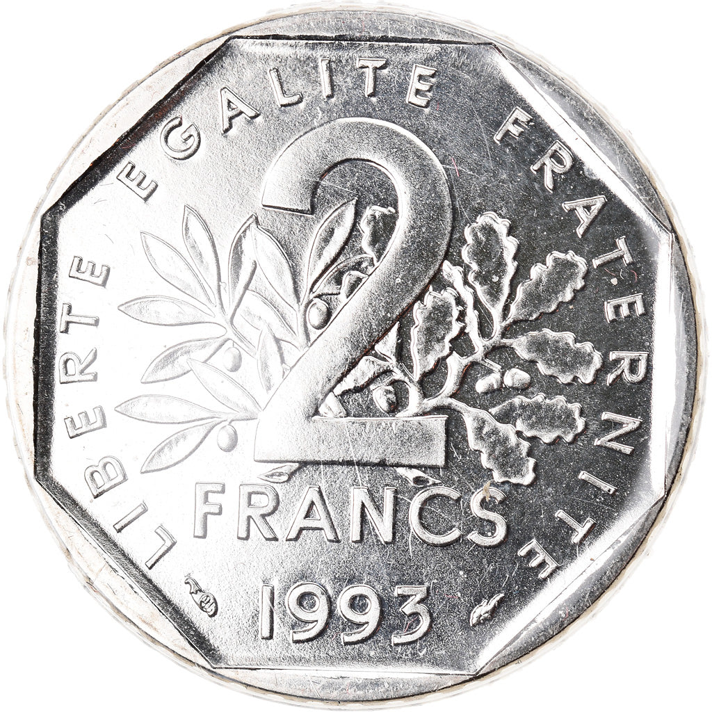 Münze, Frankreich, Semeuse, 2 Francs, 1993, Medal alignment, STGL, Nickel