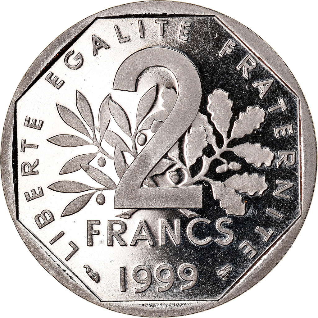Münze, Frankreich, Semeuse, 2 Francs, 1999, Paris, Proof, UNZ+, Nickel