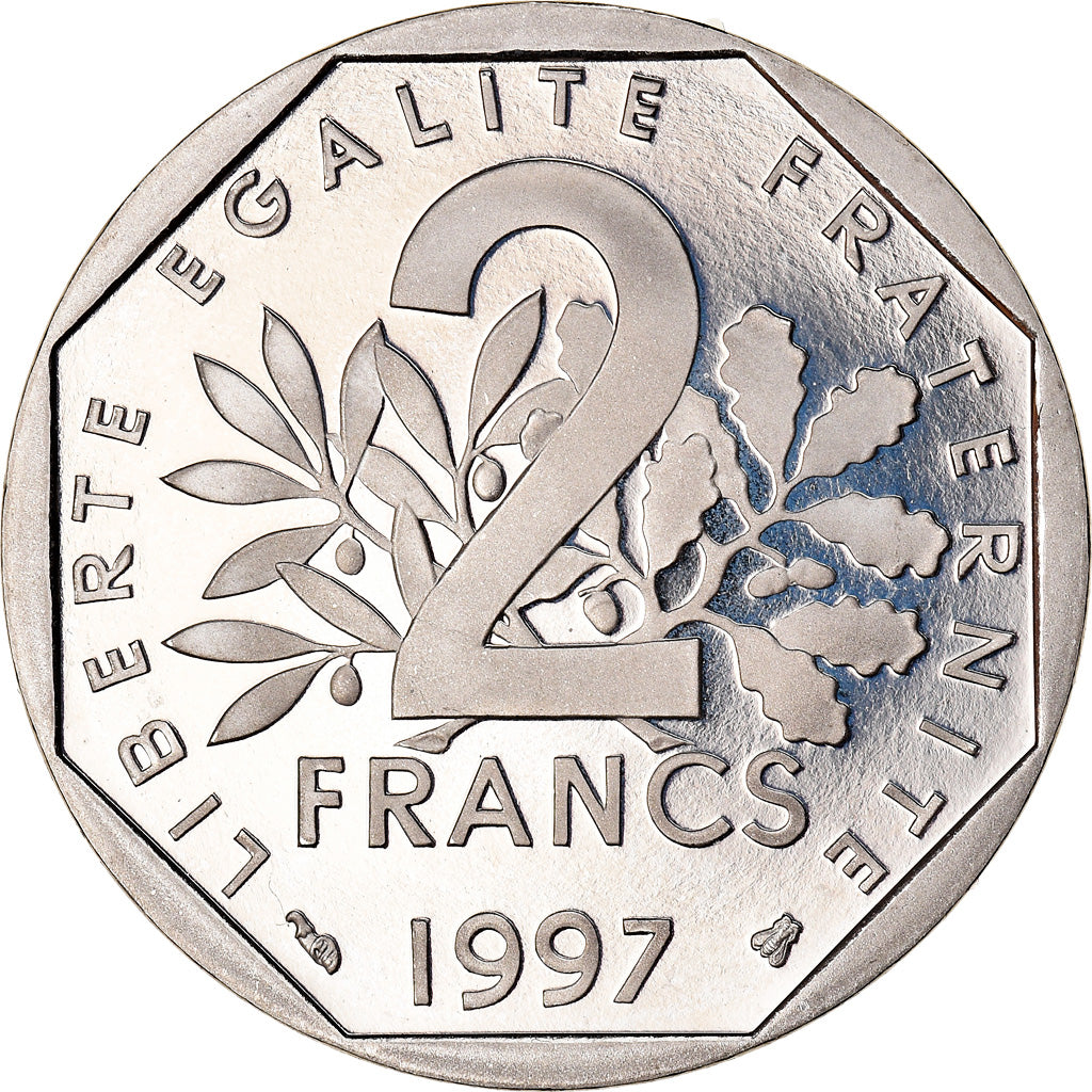 Moneda, Francia, Semeuse, 2 Francs, 1997, Paris, Proof, SC+, Níquel, KM:942.2