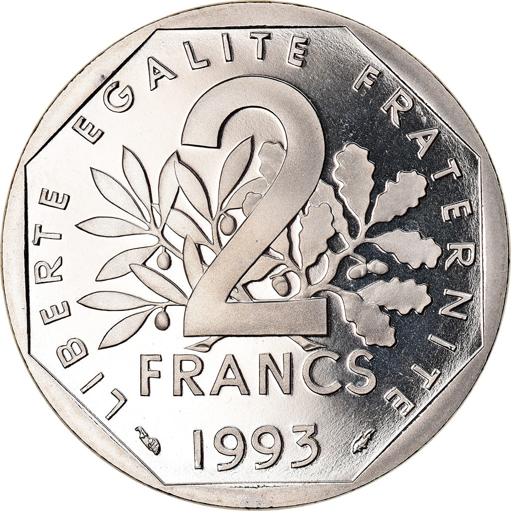 Moneta, Francia, Semeuse, 2 Francs, 1993, Proof, SPL+, Nichel, KM:942.2