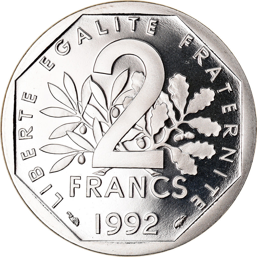Münze, Frankreich, Semeuse, 2 Francs, 1992, Paris, Proof, UNZ+, Nickel