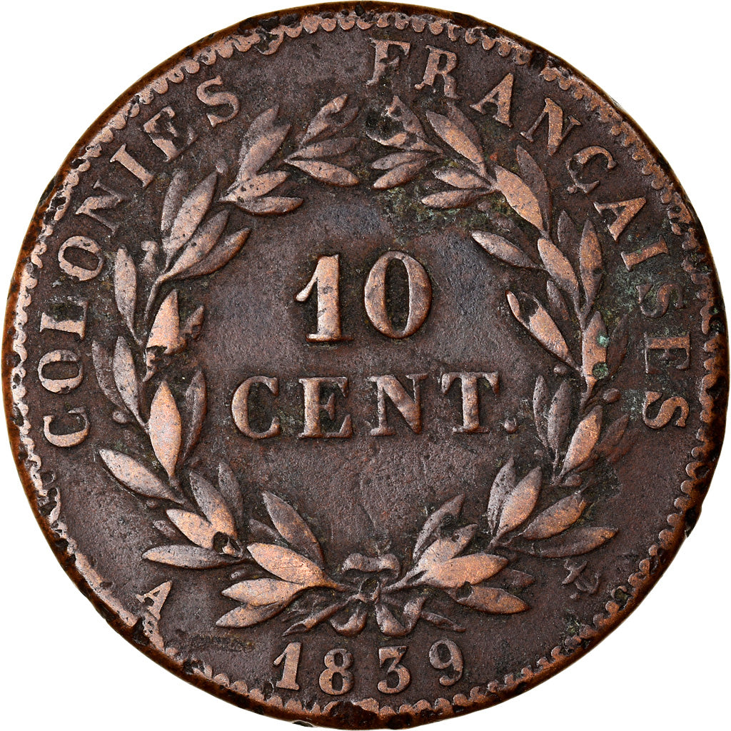 Moneda, COLONIAS FRANCESAS, Louis - Philippe, 10 Centimes, 1839, Paris, BC+