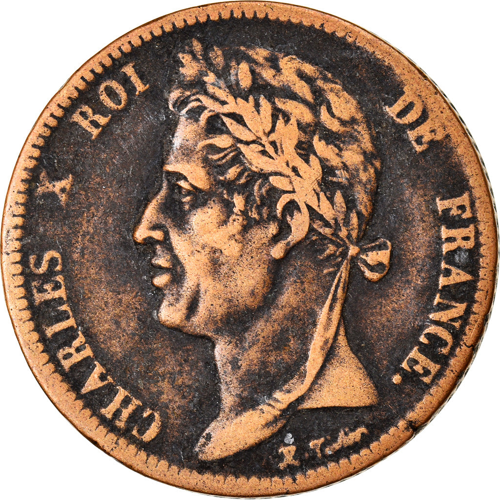 Moneda, COLONIAS FRANCESAS, Charles X, 5 Centimes, 1828, Paris, BC+, Bronce