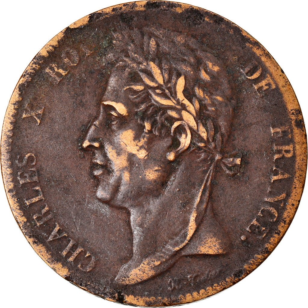 Moneta, Colonie francesi, Charles X, 5 Centimes, 1825, Paris, MB, Bronzo