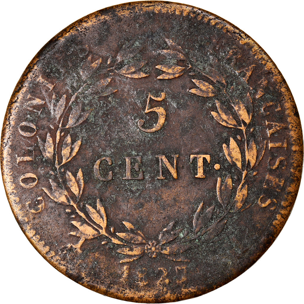 Moneta, Colonie francesi, Charles X, 5 Centimes, 1825, Paris, MB, Bronzo