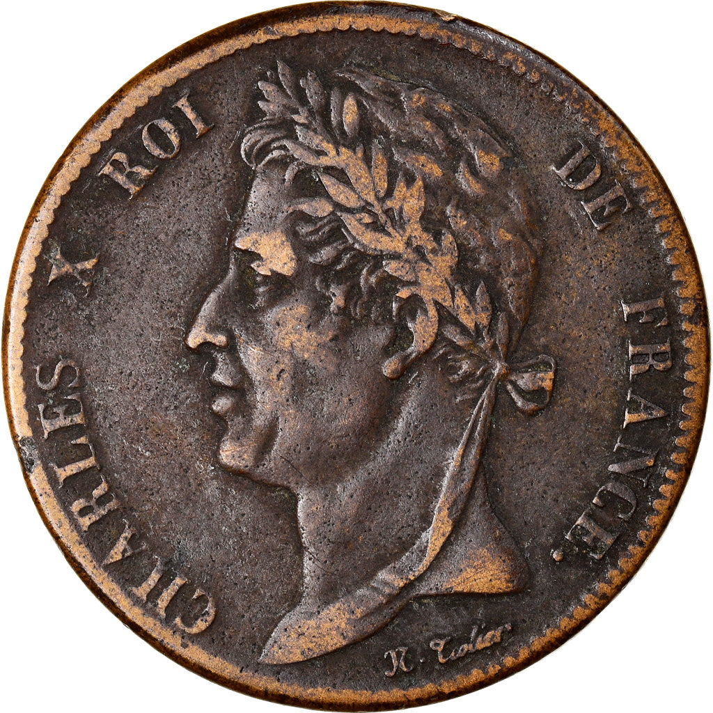 Moneda, COLONIAS FRANCESAS, Charles X, 5 Centimes, 1825, Paris, BC+, Bronce