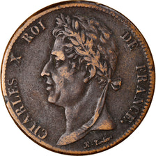 Moneda, COLONIAS FRANCESAS, Charles X, 5 Centimes, 1825, Paris, BC+, Bronce